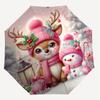 1PC Christmas, Deer Automatic Open/Close Umbrella Compact Folding Umbrella with 8-Rib Shaft lightweight esign, Highquality Fabric1177A