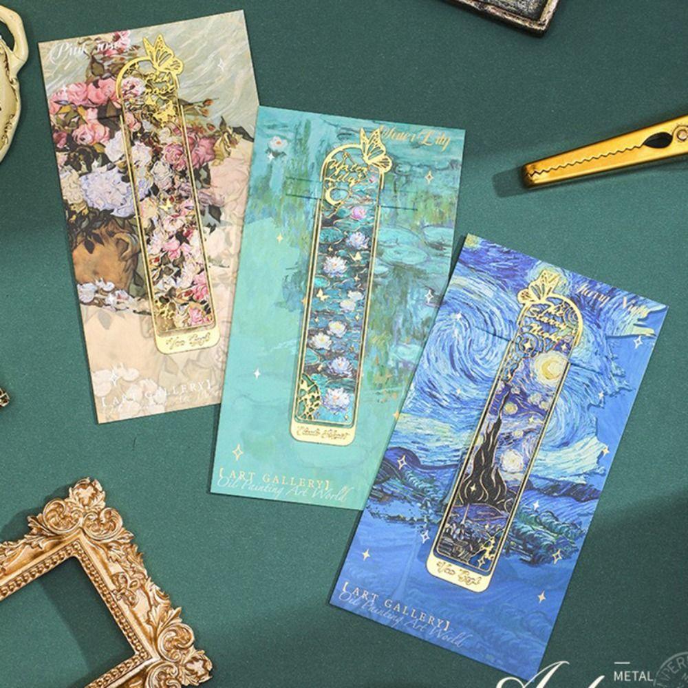 Hollow Metal Bookmark Oil Painting Pagination Mark Multifunctional Book Page Marker  Gifts