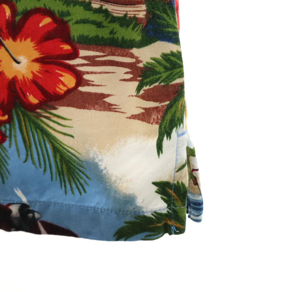 BIG DOGS Dog Floral Pattern Short Sleeve Aloha Shirt 16/18 Blue Kid's Used