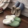 Модные зимние осенние тапочки 2024 года, водонепроницаемые домашние пушистые тапочки для женщин, теплые плюшевые домашние тапочки для женщин и мужчин, нескользящие шлепанцы