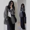 Gray Knitted Cardigan Women's Autumn and Winter New Loose Lazy Style Outer Wear Medium and Long Knitted Sweater Jacket Women