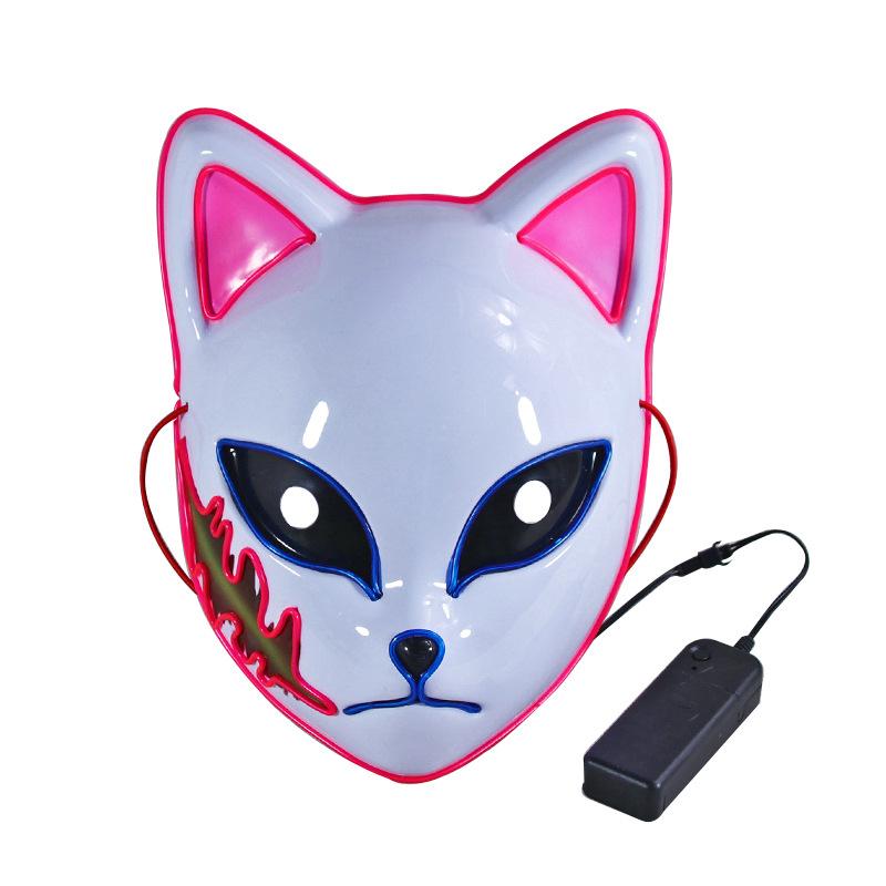 Маска с подсветкой «Убийца демонов» Танджиро, кролик, светодиодный шрам, COS, лиса, полный головной убор, маски Наруто