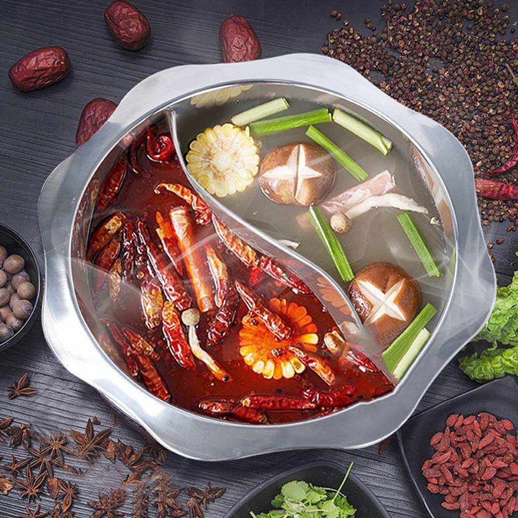 Нержавеющая сталь Двойной ароматизатор Hot Pot утолщенное основание для ресторана дома индукционная плита