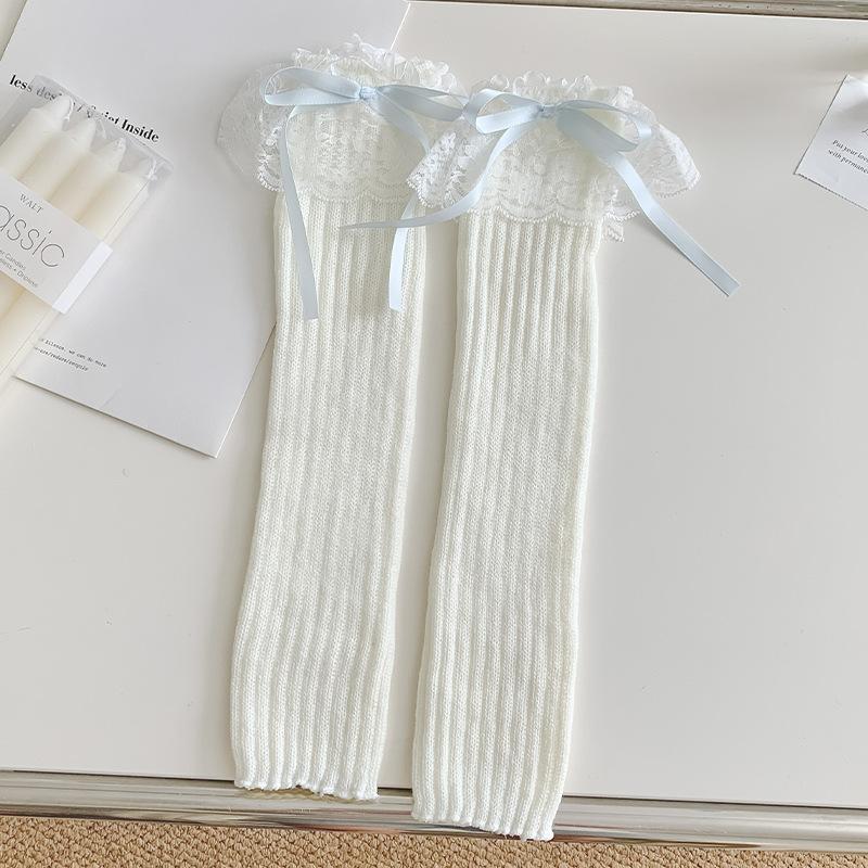 Гетры женские Лолита кружевные носки с рюшами чулки милый бант вязаный чехол для ног гольфы JK милые девушки каваи гетры