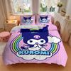 3pcs Kuromi, Rainbow Breathable Polyester Bedding Set Soft Duvet Cover and 2 Pillowcases,Suitable for All Seasons, 082627b
