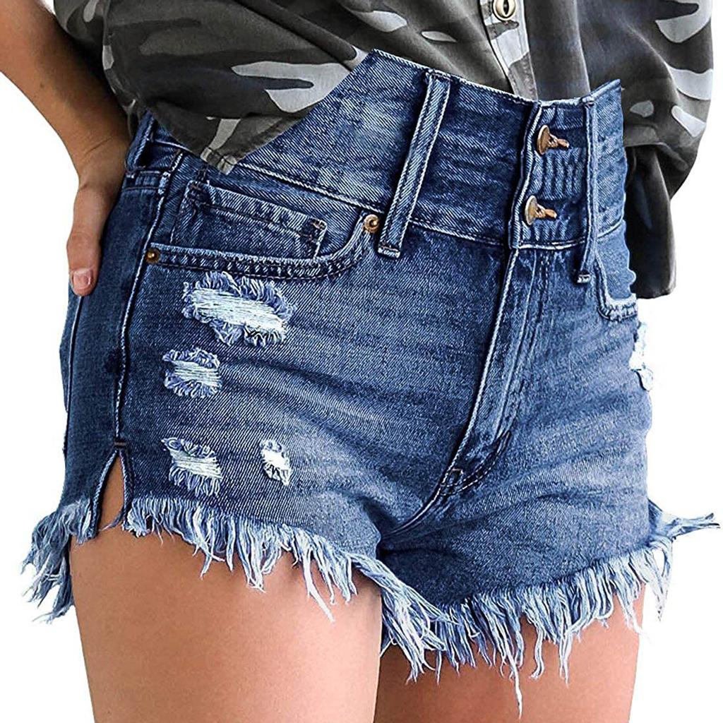 Женские повседневные джинсовые шорты с дырками, рваные джинсы с потертыми краями, нижние брюки
