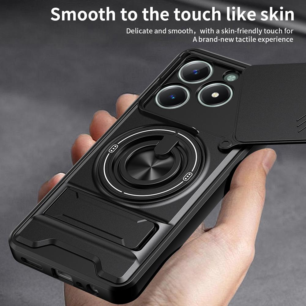 KEYSION Магнитный чехол для телефона OPPO Realme C61 C63 Защита камеры со сдвижной крышкой Вертикальная подставка 360 Кольцо Ударопрочная задняя крышка