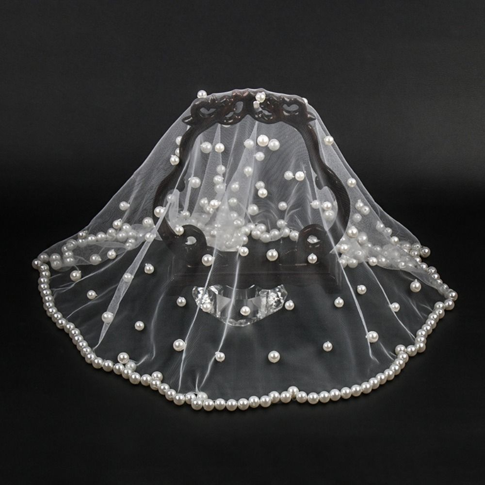 Французские свадебные фаты Жемчуг Бусины Невеста Головная вуаль Мода Фата невесты Аксессуары невесты