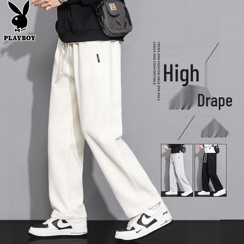 PLAYBOY Men's Autumn Winter Loose Straight-leg Casual Sweatpants