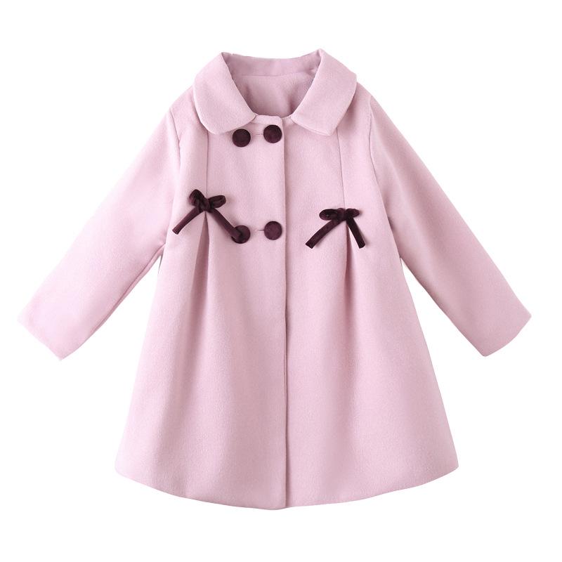 Girls Wool Coat Autumn Winter Korean Version Long Kids Jacket Double Breasted Children Outerwear Clothing