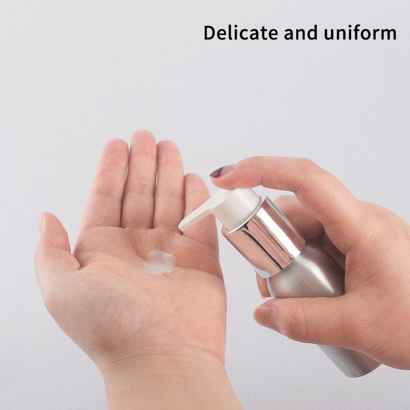 Empty Aluminium Pump Bottle 40-200ml Refillable Travel Container for Lotion Cream and Liquid Toiletries