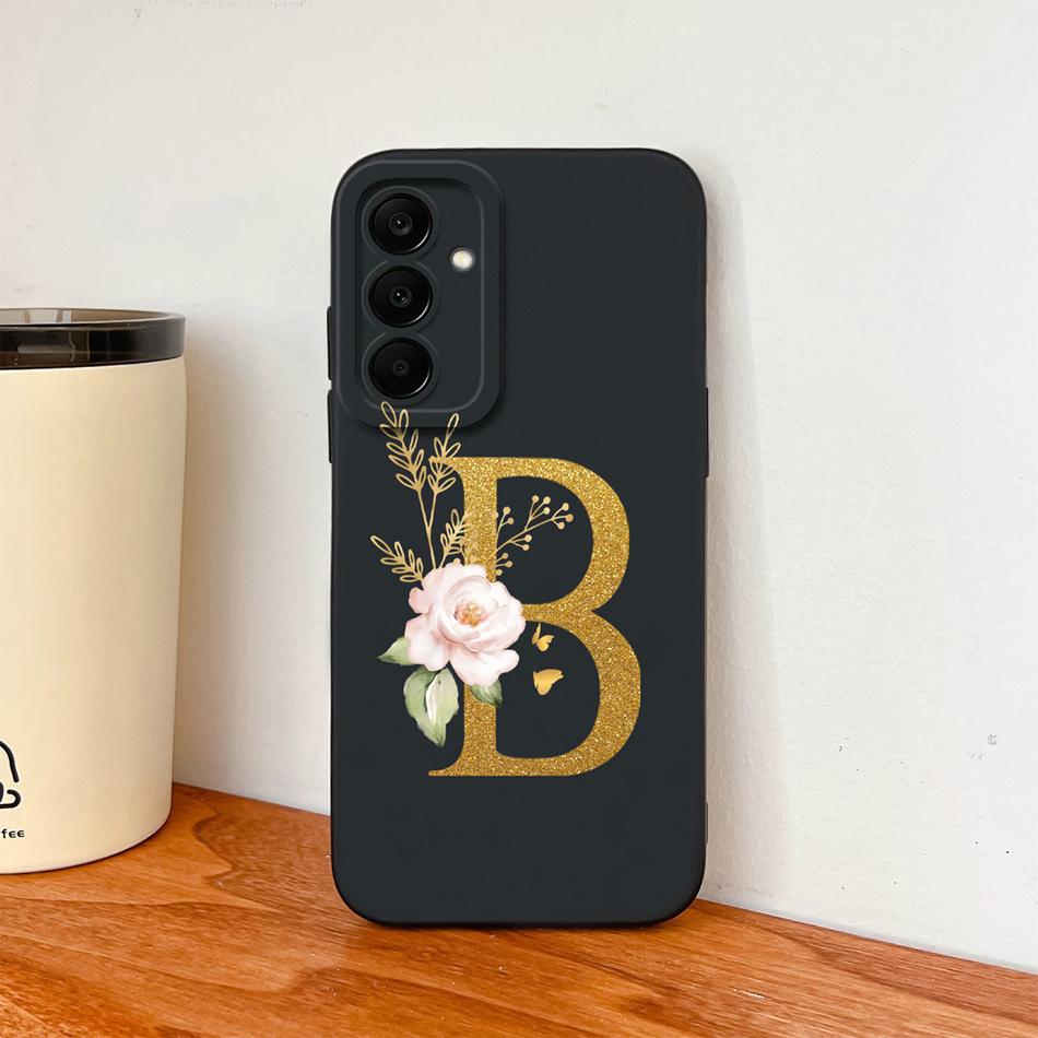 Flower Letters Case For Samsung Galaxy A17 A07 A37 A57 Couple Bumper Soft Liquid Silicone Anti Slip Phone Protective Cover Coque