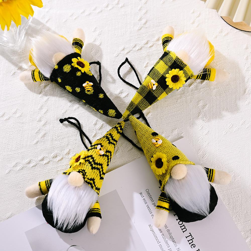 Очаровательная кукла без лица, вдохновленная пчелой, в полосатой шляпе для сезонных украшений