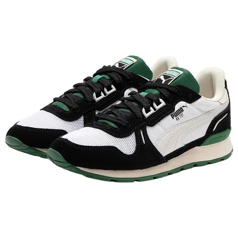 PUMA Rx 737 Unisex Fabric Leather Casual Shoes Black White Green 391971-01