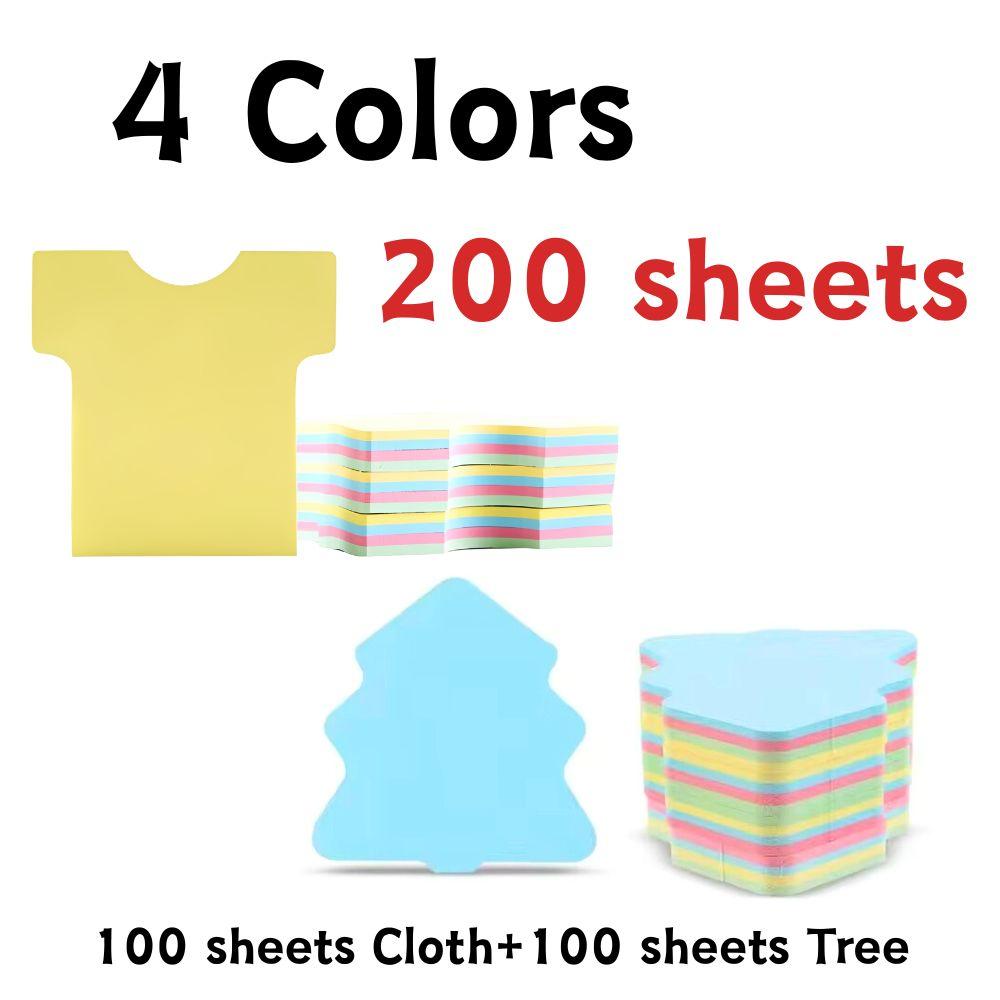 200 Sheets Paper Sticky Notes Four Colors Mix Tree/Bear/Cloth Shaped Reusable Memo Message Pad Creative School Office Supply YMY