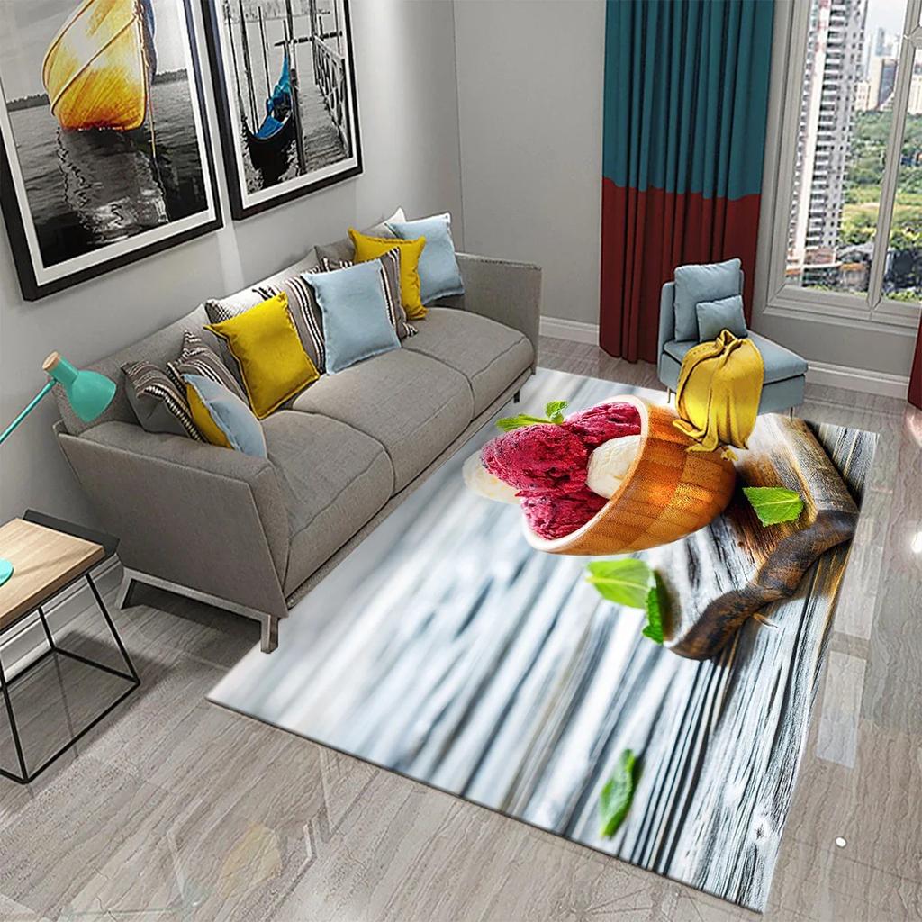 Ковер Мороженое Десертный Узор Коврики для Гостиной Детской Спальни Коврик для Веранды Кухонные Нескользящие Коврики Декор Прихожей Ковер