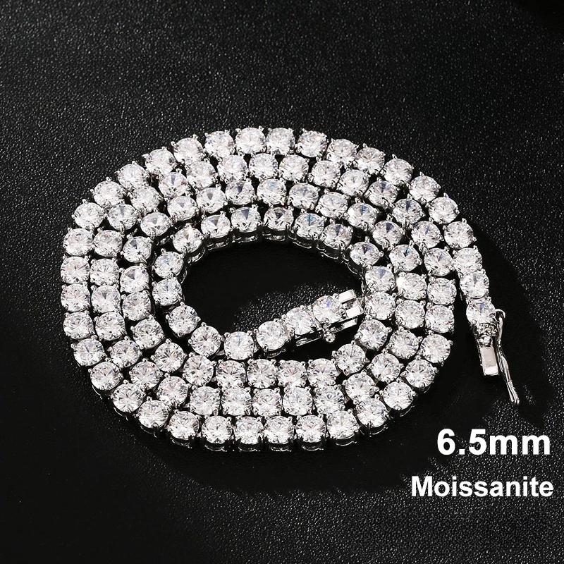 D цвет 6,5 мм муассанит теннисное ожерелье браслет для женщин и мужчин стерлингового серебра 925 пробы с бриллиантами на шею с сертификатом GRA