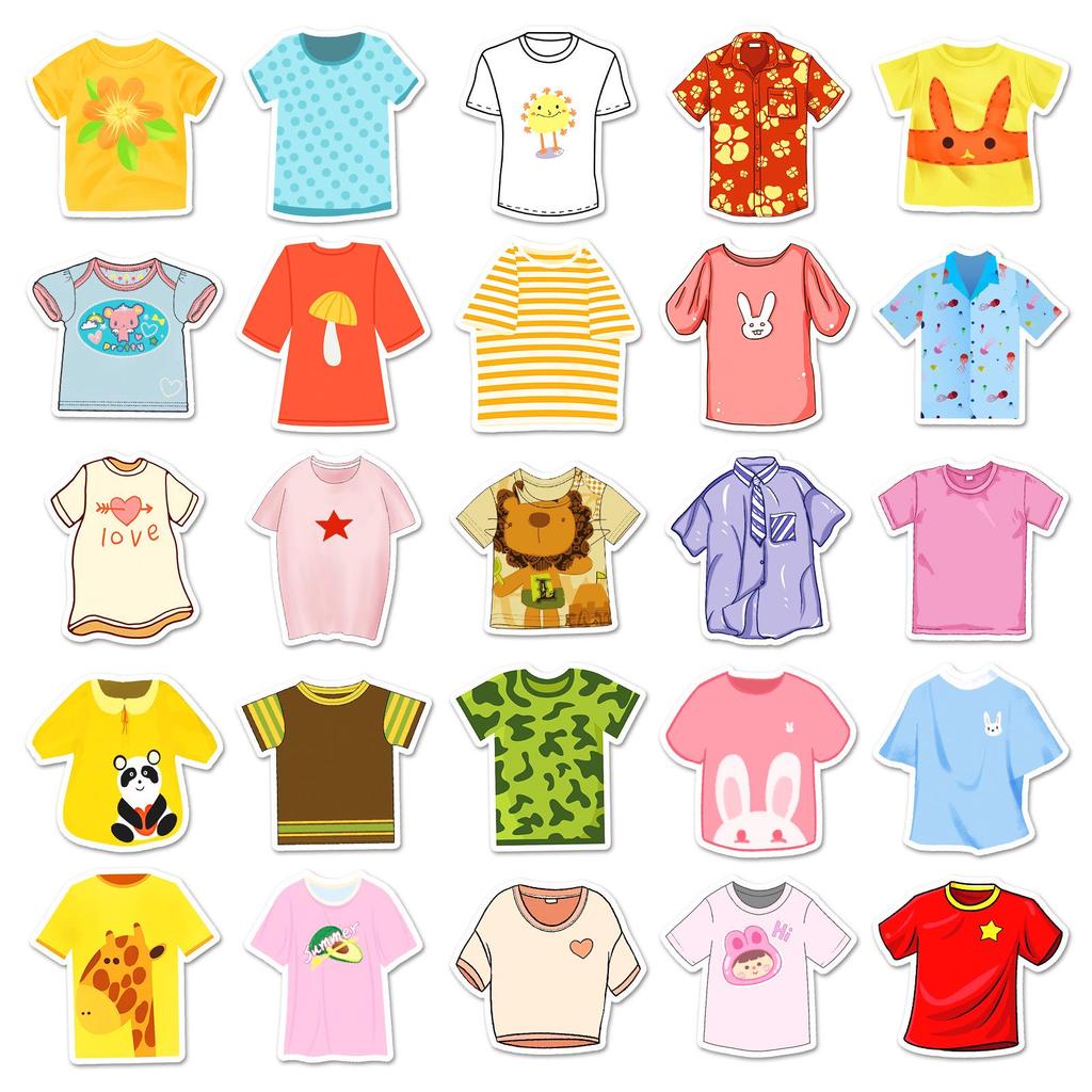 50 Cute Cartoon T-Shirt Graffiti Stickers: Summer Decoration for Water Bottles, Computers, and DIY Projects.