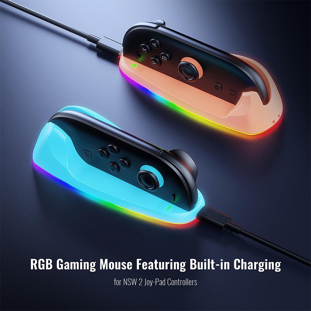 Portable Game Mice with RGB Lights Gaming Mouse Grips Controller Mouse Hand Grips for Joy-Con 2