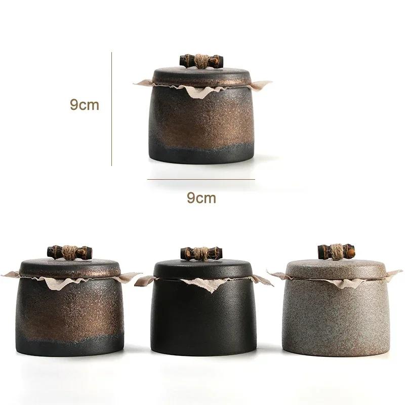 Ceramic Moisture-proof Sealed Tank Tea Caddy Organizer Home Storage Tank retro black ceramic moisture-proof sealed jar Tea Can