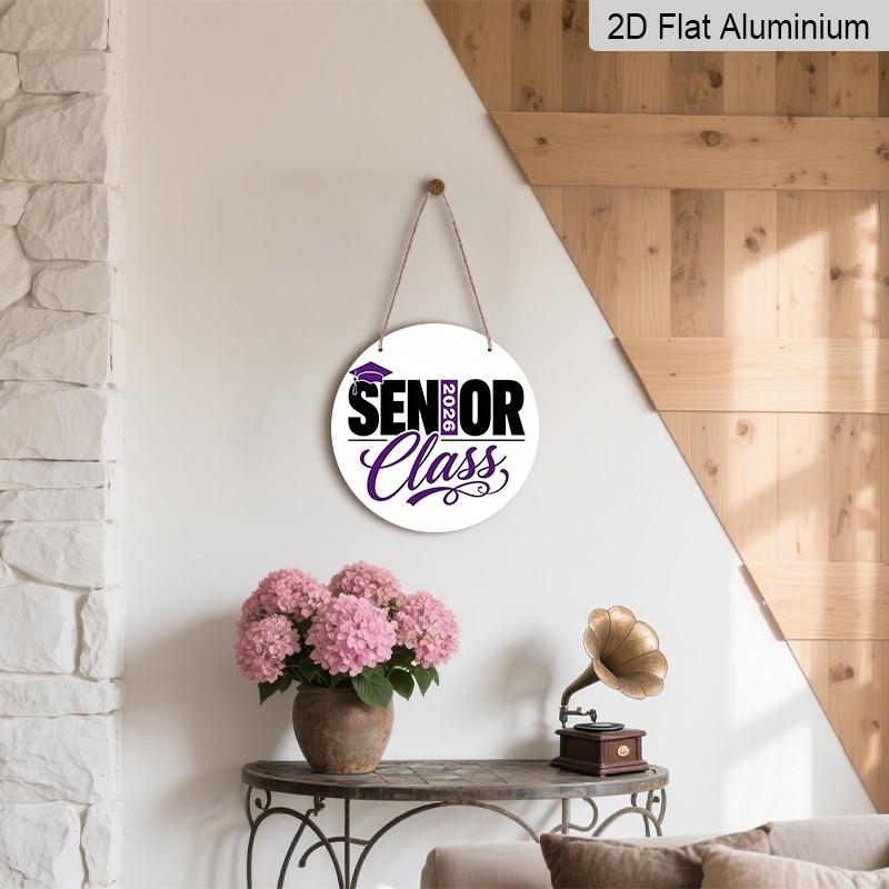 2D Flat Aluminum 2026 Graduation-themed Wall Hanging Souvenir Gift Available in Various Sizes Purple and Black Color Scheme, Preppy Style Ideal for