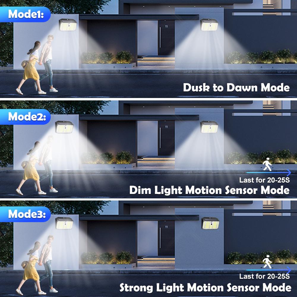 Солнечный настенный светильник безопасности для сада, маленький, с датчиком движения, для забора, уличный, сверхяркий, водонепроницаемый, 3 режима, для двора, двери, гаража