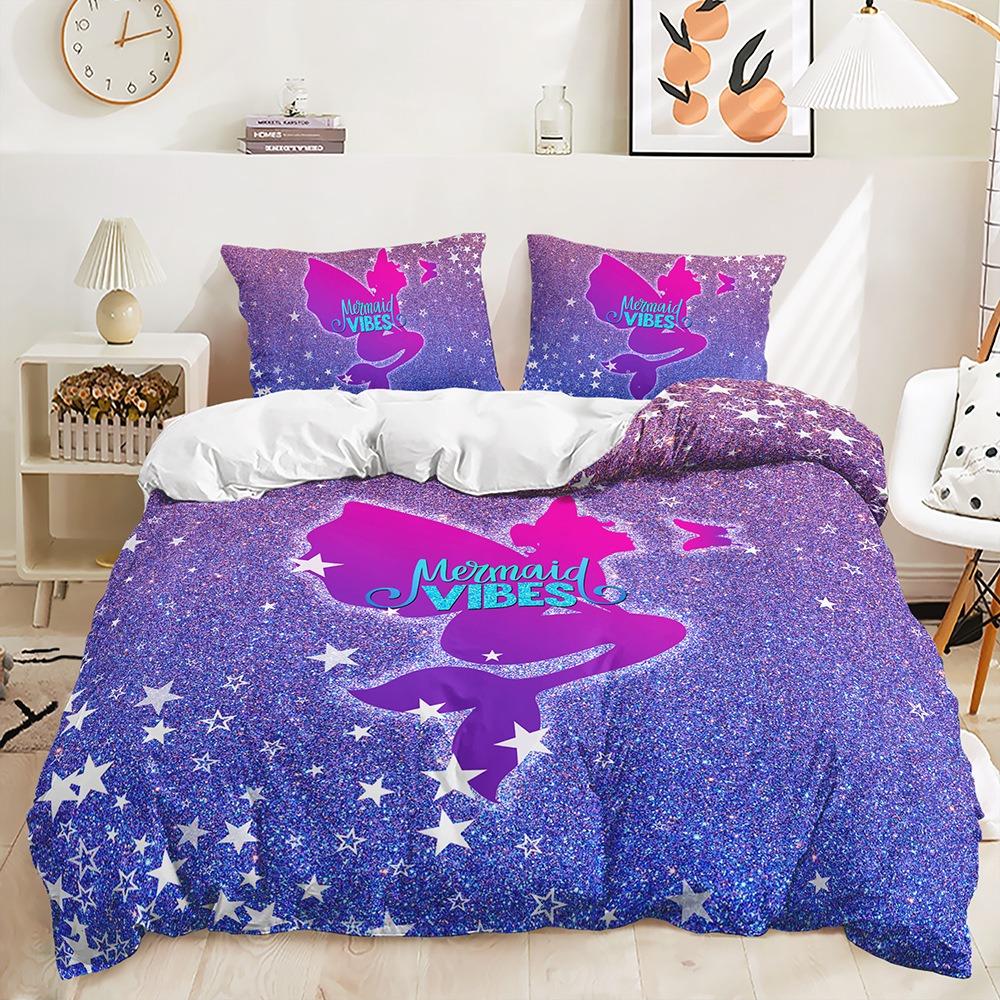3D Printed Mermaid Princess Bedding Set for Girls and Women, Dreamy Quilt Cover Pillowcases 2/3pcs Gift