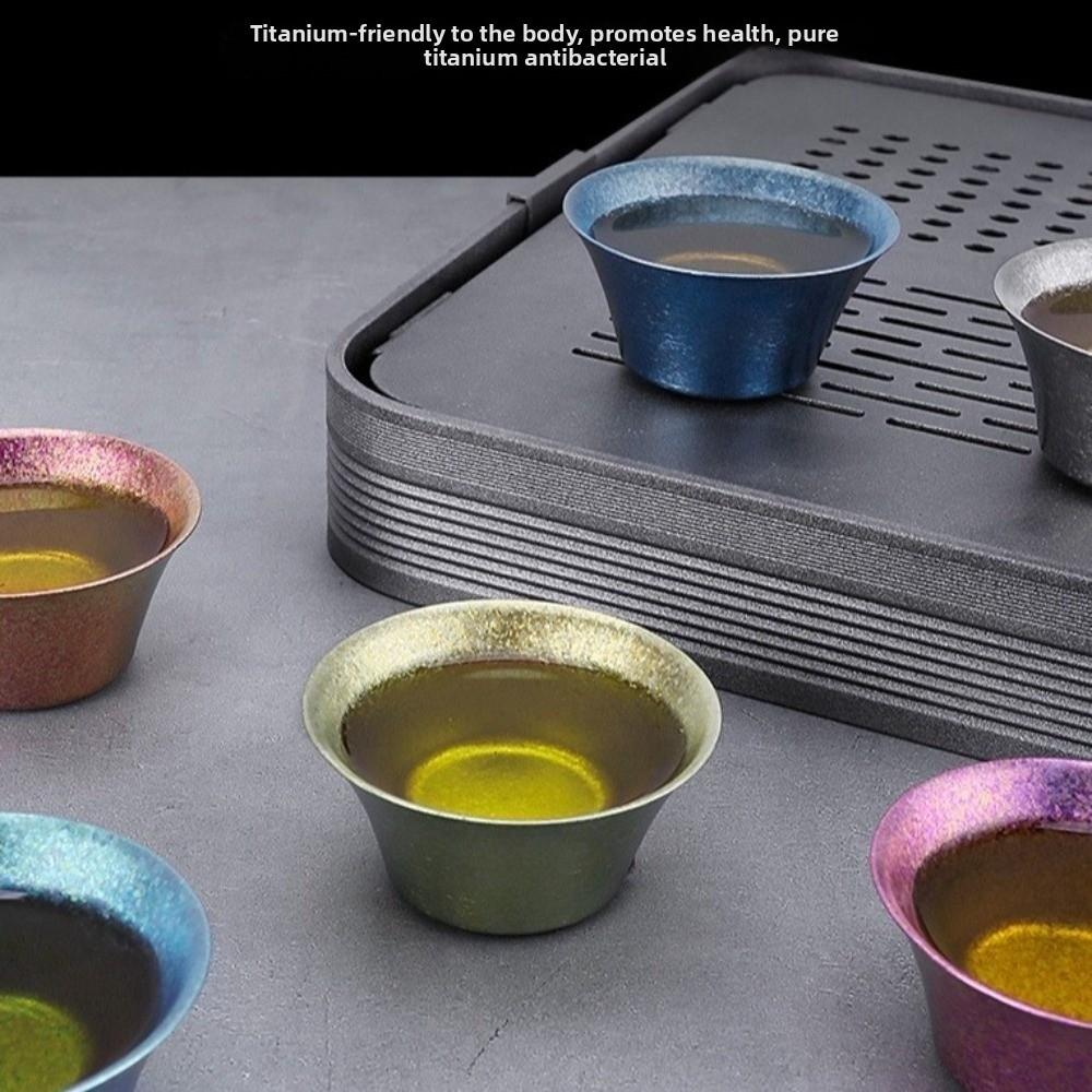 Double Wall Titanium Tea Cup Heat Insulated Chinese Tea Cup Gongfu Tea Cup Camping and Travel