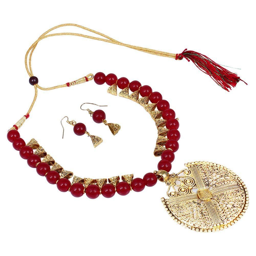 Shining Diva Fashion Latest Stylish Antique Necklace Jewellery Set For Women