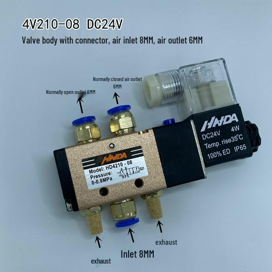 4V210-08 Пятиходовой двухпозиционный электромагнитный directional control valve AC220V/DC24V с катушкой для пневмоцилиндра