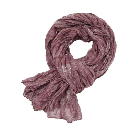 Women Scarf Solid Color Pleated Design Versatile Long Scarf Retro Style Versatile Comfortable Cotton Linen Shawl