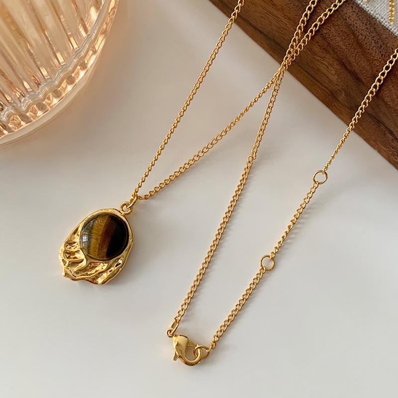 Ожерелье из камня тигровый глаз не выцветает, женское летнее высококлассное чувственное легкое роскошное ретро-аксессуары ювелирные изделия цепочка на ключицу Майяра