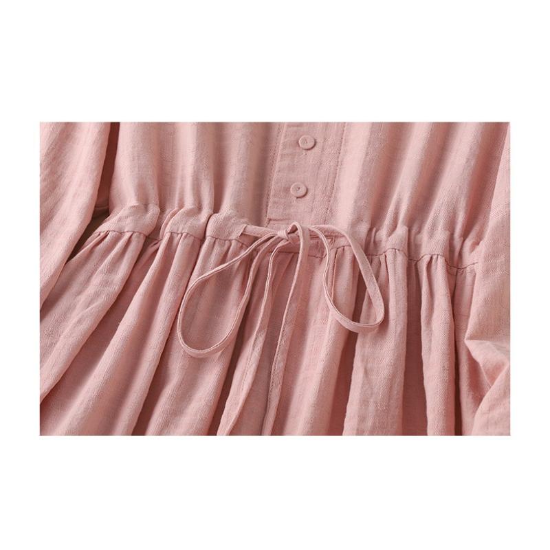 Осенняя мода Свободная женская одежда Высококачественное платье с текстурой хлопка и льна