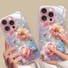 Чехол для телефона с ракушкой из розового и белого стекла Пион Для iPhone 17 17 Pro Max 17 Pro 16 13 Для iPhone 15 14 12 Air 11 Чехол с металлическим каркасом Funda