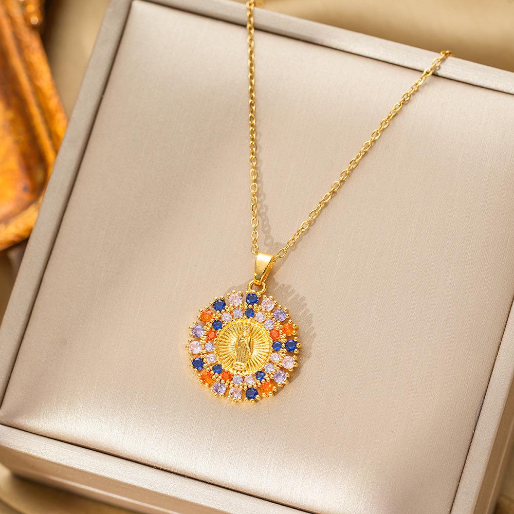 Медный микро-оправа циркон цветной кулон Дева Мария женское ожерелье кулон кулон аксессуары