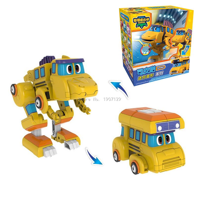 Newest ABS Min Deformation Gogo Dino Action Figures REX Transformation Car Airplane Motorboat Crane Dinosaur Toys for Kids