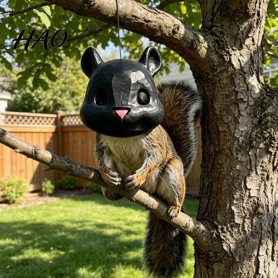 Hanging Nut Dispenser Outdoor Squirrel Feeder with Creative Simulated Head Design Durable 3D Printed Wildlife Feeding Station for Tree Food