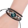 Luminous Twelve Constellation Artificial Gemstone Bracelet ;Beaded Rope PU Leather 12 Constellation Woven Bracelet