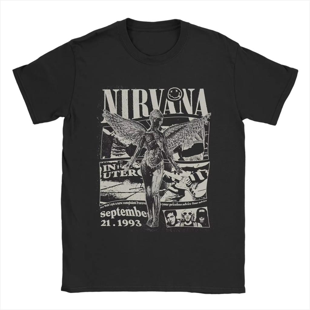 Nirvana Band Rock Music Band Tshirts For Unisex Unisex Fashion Vintage Cotton Tees Round Collar Short Sleeve T Shirts Classic Tops