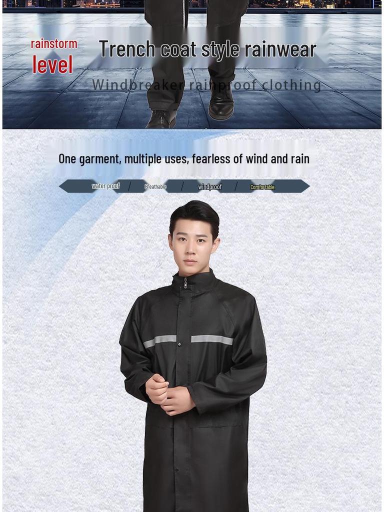 Adult One-Piece Long Raincoat: Fashionable, Thickened, Lengthened Outdoor Windbreaker & Cycling Poncho