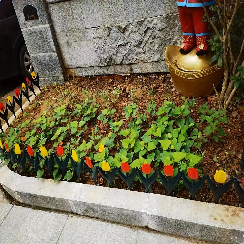 10 шт. Пластиковый садовый забор в форме цветка тюльпана, Легко собираемая декоративная окантовка для сказочного сада, двора, уличного декора