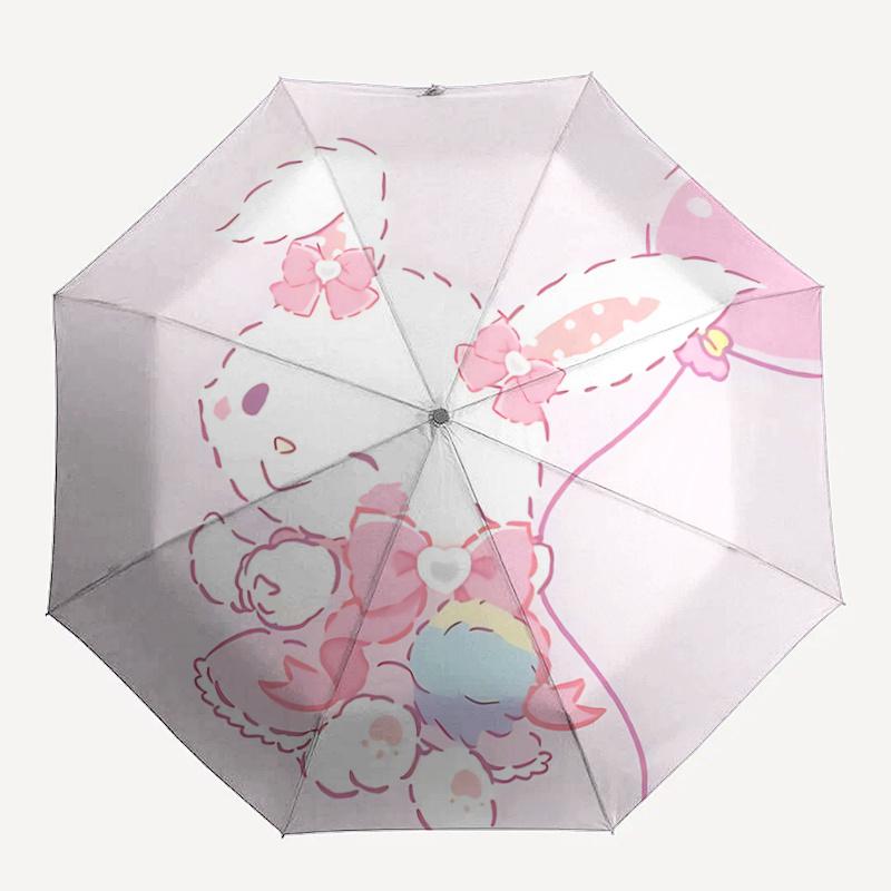 1pc Adorable Pink Bow Rabbit Balloon with Heart-Shaped Automatic Opening Umbrella - Perfect for Fans, Travelers, Everyday Use, and Festive Gifts!T071