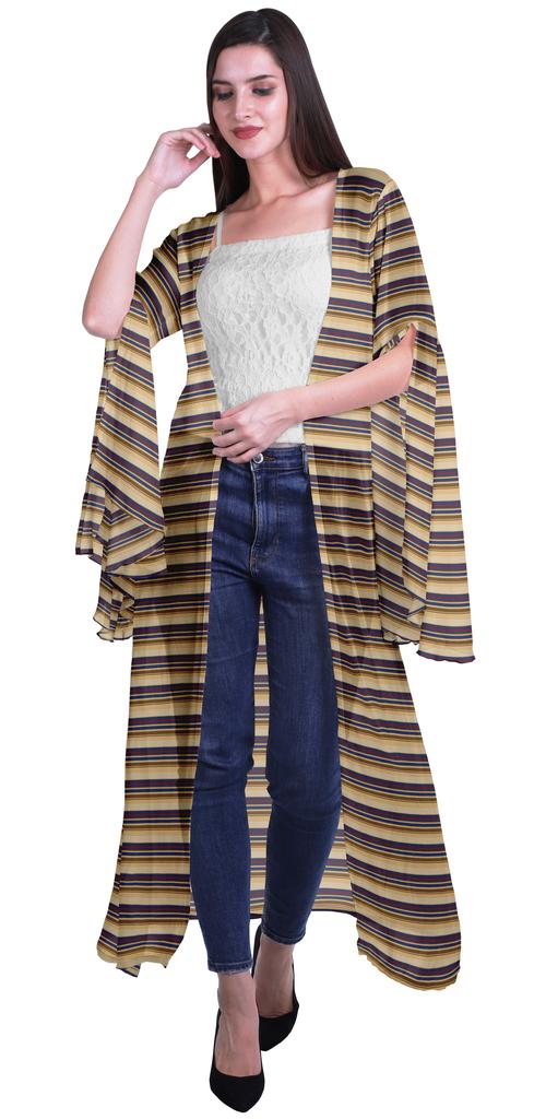 Moomaya Пляжная накидка с открытым передом из принтованного жоржета и разрезами на рукавах