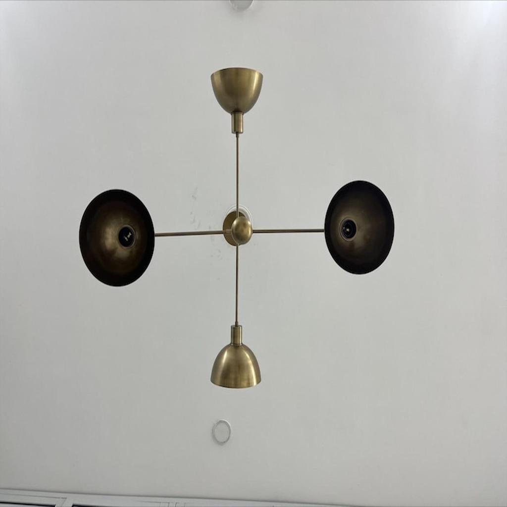 Люстра на 4 лампы, современный светильник из необработанной латуни, люстра в стиле середины века Stilnova, линейный светильник