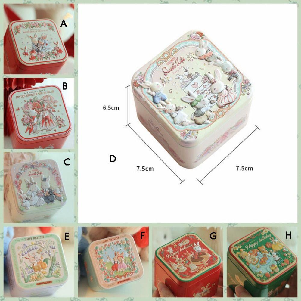 Тиснение Печать Пасхальный Кролик Жесть Жестяные Банки для Пасхальных Подарков Пасхальная Конфетница Свадебный Подарок