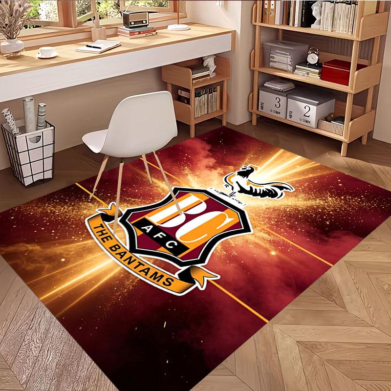 Bradford City AFC Print Rug, Washable Floor Carpet, For Entryway Dorm Laundry Room Office Study, Home Decor Birthday Christmas Gift