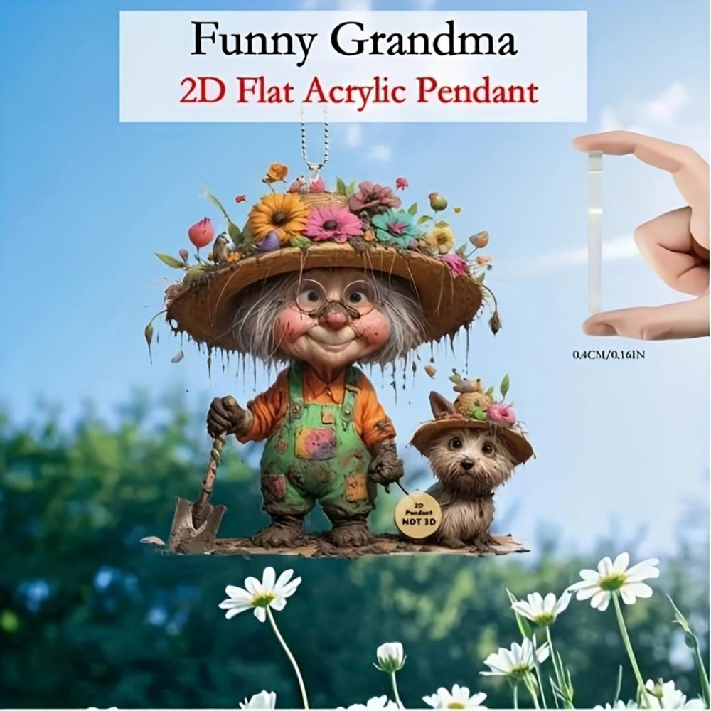 6PCS Acrylic Granny Pendants,Christmas Tree and Pendant Home Window Decor Holiday Souvenirs, Christmas Tree Pendants Perfect for Car Mirror Pendants