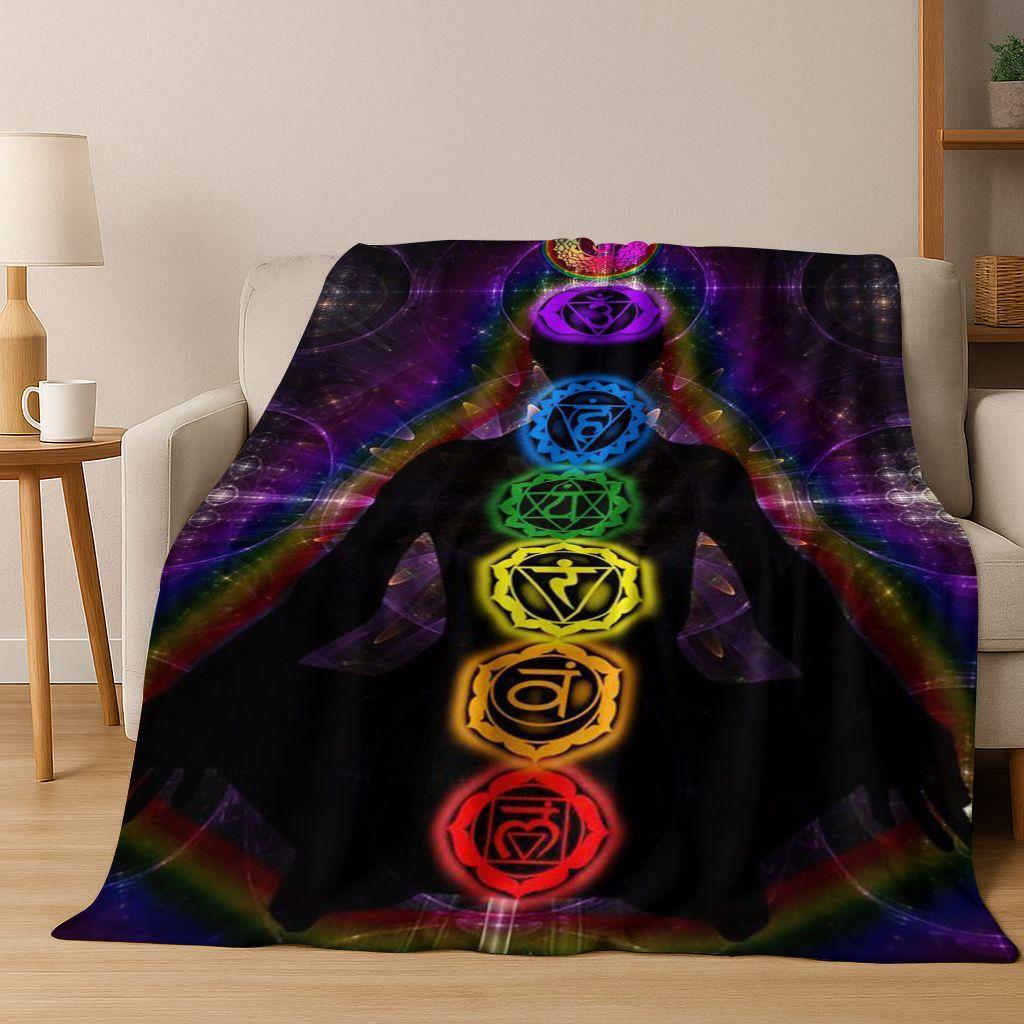 Bohemia Yoga chakra Mandala Spirit Meditation Flannel Blanket,Cozy Soft Throw Blanket for Home Bedroom Bed Sofa Cover Gift Kid