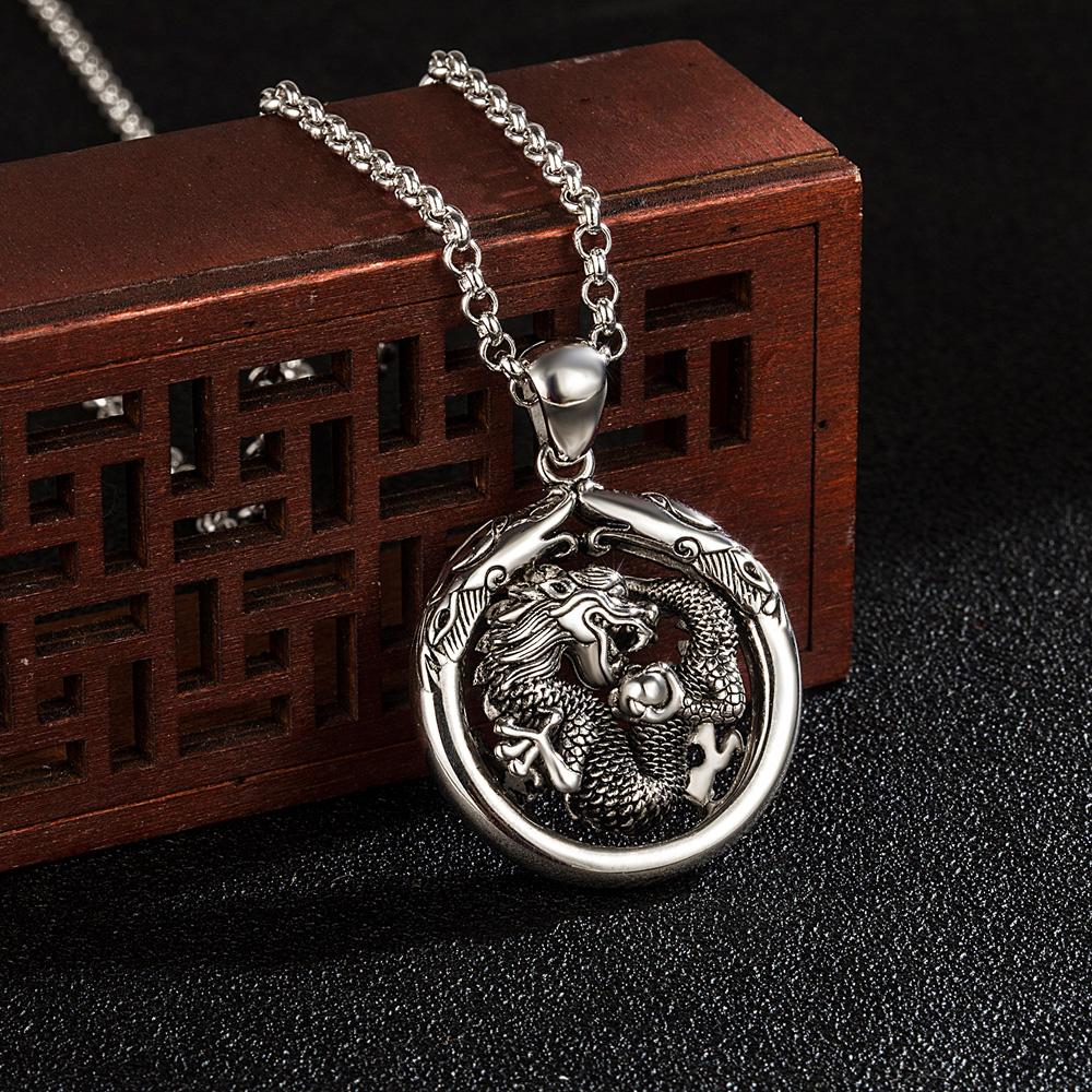 Винтажное оригинальное ожерелье из стерлингового серебра 925 пробы, мужское индивидуальное ожерелье с подвеской в ​​форме дракона, цепочка-коробка 45-70 см, очаровательные ювелирные изделия, Рождественский подарок
