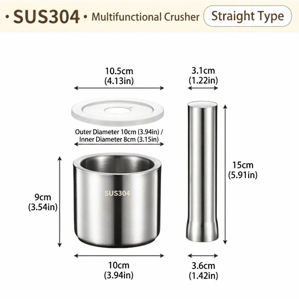 Sturdy Grinding Bowl 304 Stainless Steel Spice Grinder Kitchen Tools Mortar Pestle Kitchen